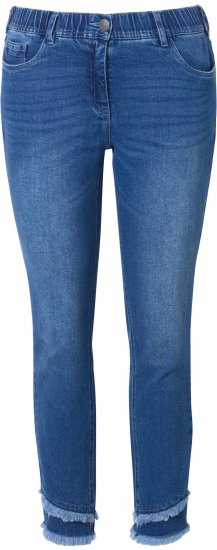 Ulla Popken Double Fringe Hem Stretch Fit Jeans Denim Blue - Kavbojke & Hlače v Velikih Številkah – Plus Size - 