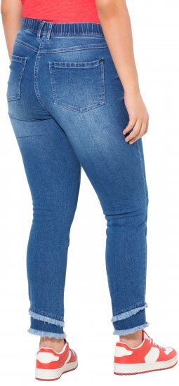 Ulla Popken Double Fringe Hem Stretch Fit Jeans Denim Blue - Kavbojke & Hlače v Velikih Številkah – Plus Size - 