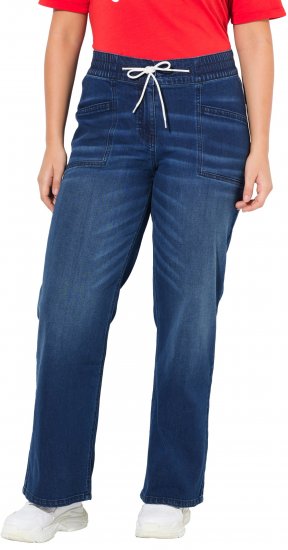 Ulla Popken Patch Pocket Elastic Waist Jeans Denim Blue - Kavbojke & Hlače v Velikih Številkah – Plus Size - 