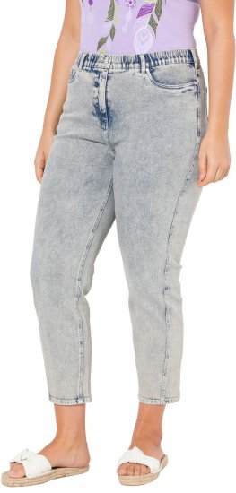 Ulla Popken Tapered Leg Mom Jeans Blue Denim - Kavbojke & Hlače v Velikih Številkah – Plus Size - 