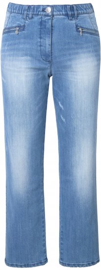Ulla Popken Tapered Leg Lightly Distressed Jeans Blue Denim - Kavbojke & Hlače v Velikih Številkah – Plus Size - 