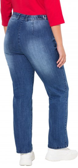 Ulla Popken Tapered Leg Lightly Distressed Jeans Denim Blue - Kavbojke & Hlače v Velikih Številkah – Plus Size - 