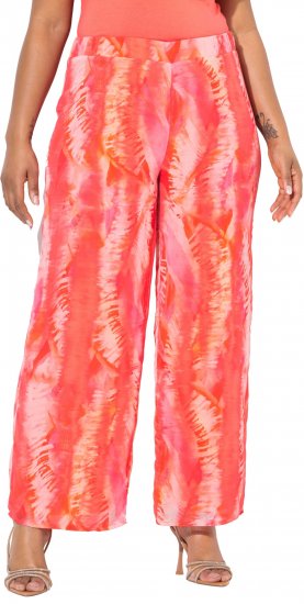 Ulla Popken Feather Batik Print Layered Chiffon Pants - Kavbojke & Hlače v Velikih Številkah – Plus Size - 