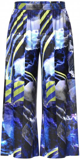 Ulla Popken Blue Stroke Wide Leg Palazzo Pants - Kavbojke & Hlače v Velikih Številkah – Plus Size - 