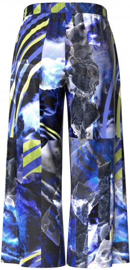 Ulla Popken Blue Stroke Wide Leg Palazzo Pants - Kavbojke & Hlače v Velikih Številkah – Plus Size - 