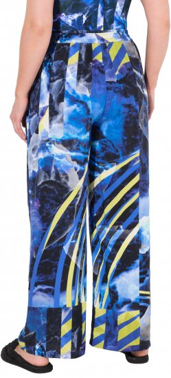 Ulla Popken Blue Stroke Wide Leg Palazzo Pants - Kavbojke & Hlače v Velikih Številkah – Plus Size - 