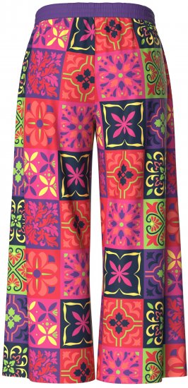 Ulla Popken Tile Print Wide Leg Palazzo Pants Purple - Kavbojke & Hlače v Velikih Številkah – Plus Size - 