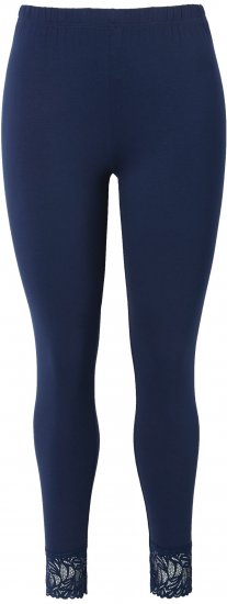 Ulla Popken Lace Trim Leggings Navy - Kavbojke & Hlače v Velikih Številkah – Plus Size - 