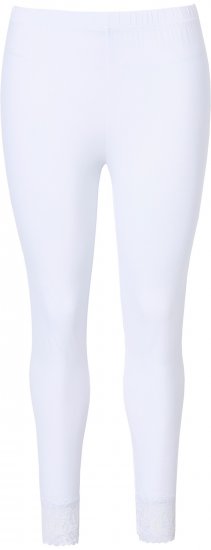 Ulla Popken Lace Trim Leggings White - Kavbojke & Hlače v Velikih Številkah – Plus Size - 