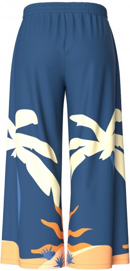 Ulla Popken Abstract Landscape Elastic Waist Palazzo Pants Blue - Kavbojke & Hlače v Velikih Številkah – Plus Size - 