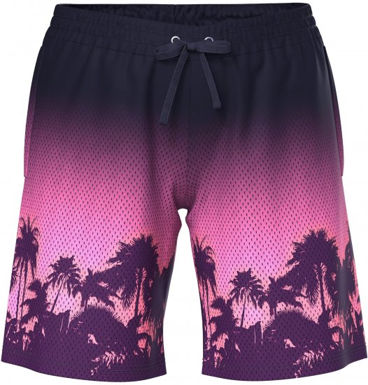 Ulla Popken Active Wide Leg Elastic Waist Palm Tree Pattern Mesh Shorts Black - Kavbojke & Hlače v Velikih Številkah – Plus Size - 