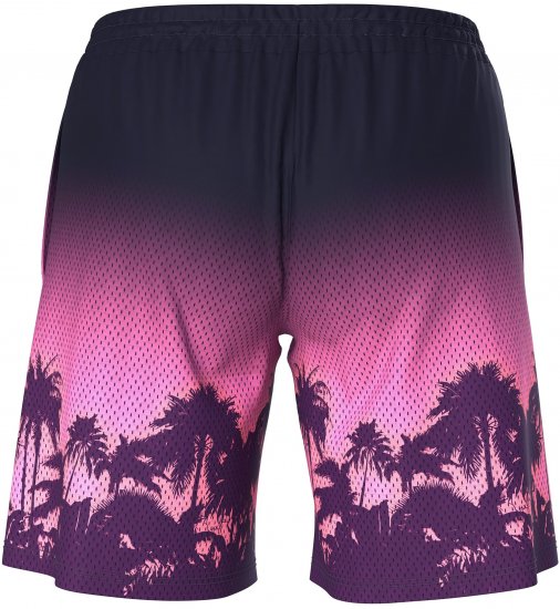 Ulla Popken Active Wide Leg Elastic Waist Palm Tree Pattern Mesh Shorts Black - Kavbojke & Hlače v Velikih Številkah – Plus Size - 