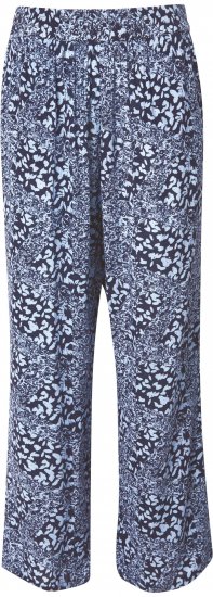 Ulla Popken Patch Print Elastic Waist Pants Navy - Kavbojke & Hlače v Velikih Številkah – Plus Size - 