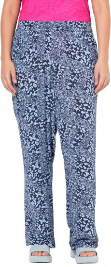 Ulla Popken Patch Print Elastic Waist Pants Navy - Kavbojke & Hlače v Velikih Številkah – Plus Size - 