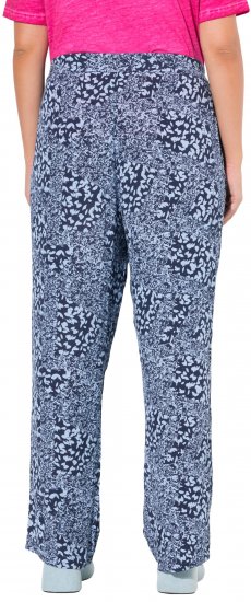 Ulla Popken Patch Print Elastic Waist Pants Navy - Kavbojke & Hlače v Velikih Številkah – Plus Size - 