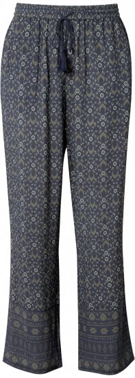 Ulla Popken Geometric Print Elastic Waist Pants Navy - Kavbojke & Hlače v Velikih Številkah – Plus Size - 
