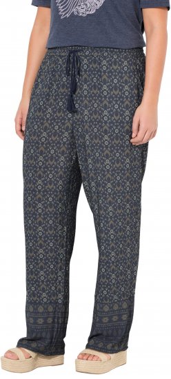 Ulla Popken Geometric Print Elastic Waist Pants Navy - Kavbojke & Hlače v Velikih Številkah – Plus Size - 