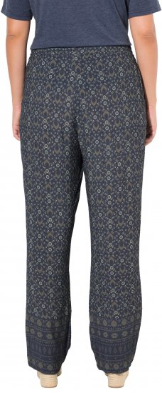 Ulla Popken Geometric Print Elastic Waist Pants Navy - Kavbojke & Hlače v Velikih Številkah – Plus Size - 
