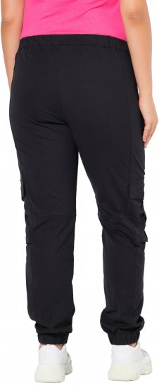 Ulla Popken Elastic Hem Stretch Fit Cargo Pants Black - Kavbojke & Hlače v Velikih Številkah – Plus Size - 