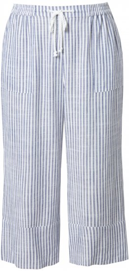 Ulla Popken Coastal Stripe Linen Blend Elastic Waist Culottes Blue - Kavbojke & Hlače v Velikih Številkah – Plus Size - 