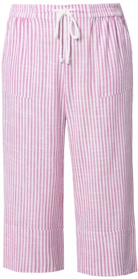 Ulla Popken Coastal Stripe Linen Blend Elastic Waist Culottes Purple - Kavbojke & Hlače v Velikih Številkah – Plus Size - 