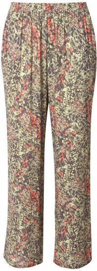 Ulla Popken Crocodile Print Elastic Waist Pants Olive Grey - Kavbojke & Hlače v Velikih Številkah – Plus Size - 