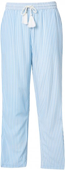 Ulla Popken Seersucker Elastic Waist Pants Blue - Kavbojke & Hlače v Velikih Številkah – Plus Size - 