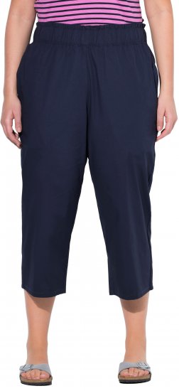 Ulla Popken Stretch Fit Paper Bag Culottes Navy - Kavbojke & Hlače v Velikih Številkah – Plus Size - 