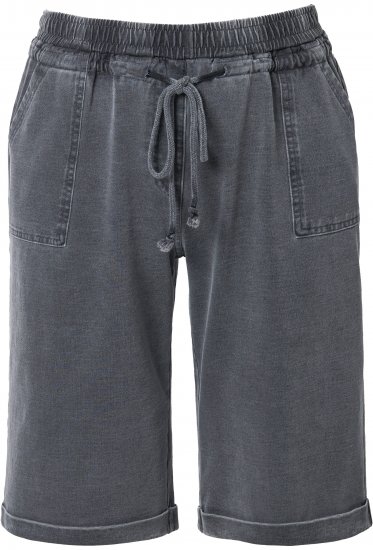 Ulla Popken Indigo Dyed Elastic Waist Jersey Shorts Black - Kavbojke & Hlače v Velikih Številkah – Plus Size - 