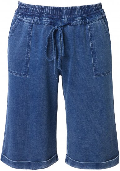 Ulla Popken Indigo Dyed Elastic Waist Jersey Shorts Blue - Kavbojke & Hlače v Velikih Številkah – Plus Size - 