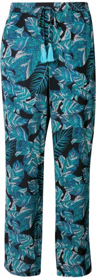 Ulla Popken Tropical Leaf Print Elastic Waist Pants Blue - Kavbojke & Hlače v Velikih Številkah – Plus Size - 