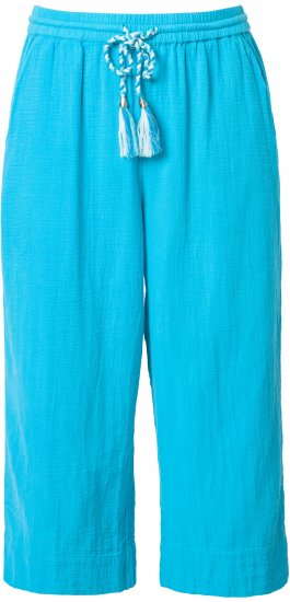 Ulla Popken Muslin Elastic Waist Culottes Blue - Kavbojke & Hlače v Velikih Številkah – Plus Size - 