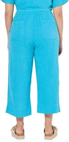 Ulla Popken Muslin Elastic Waist Culottes Blue - Kavbojke & Hlače v Velikih Številkah – Plus Size - 