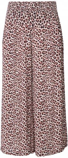Ulla Popken Rose Wide Leg Elastic Waist Leopard Pattern Culottes Off-White - Kavbojke & Hlače v Velikih Številkah – Plus Size - 