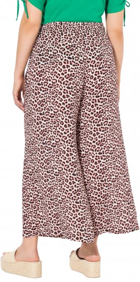 Ulla Popken Rose Wide Leg Elastic Waist Leopard Pattern Culottes Off-White - Kavbojke & Hlače v Velikih Številkah – Plus Size - 
