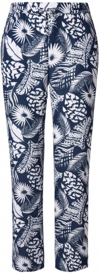 Ulla Popken Feather Print Elastic Waist Pants Blue - Kavbojke & Hlače v Velikih Številkah – Plus Size - 