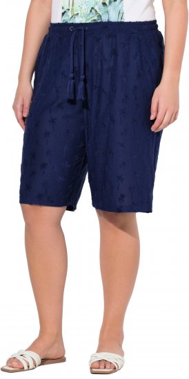 Ulla Popken Terry Cloth Palm Elastic Waist Shorts Blue - Kavbojke & Hlače v Velikih Številkah – Plus Size - 