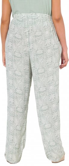 Ulla Popken Mosaic Print Elastic Waist Pants White - Kavbojke & Hlače v Velikih Številkah – Plus Size - 
