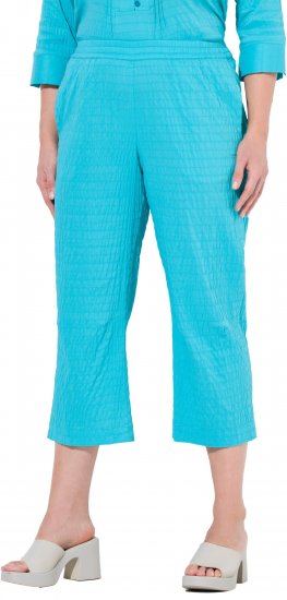 Ulla Popken Textured Elastic Waist Cropped Pants Deep Aqua - Kavbojke & Hlače v Velikih Številkah – Plus Size - 