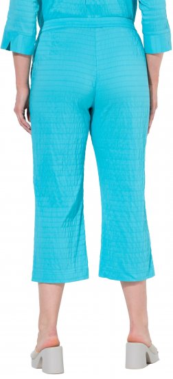 Ulla Popken Textured Elastic Waist Cropped Pants Deep Aqua - Kavbojke & Hlače v Velikih Številkah – Plus Size - 