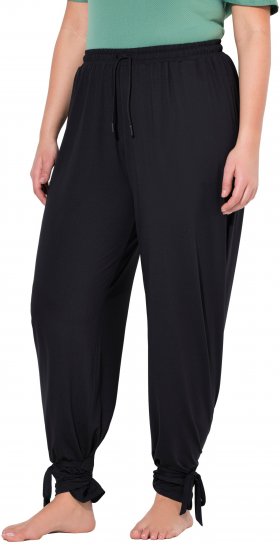 Ulla Popken Quick Drying Split Leg Elastic Waist Joggers Black - Kavbojke & Hlače v Velikih Številkah – Plus Size - 