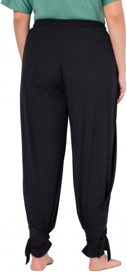 Ulla Popken Quick Drying Split Leg Elastic Waist Joggers Black - Kavbojke & Hlače v Velikih Številkah – Plus Size - 