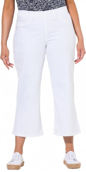 Ulla Popken Wide Leg Twill Mary Fit Culottes White - Kavbojke & Hlače v Velikih Številkah – Plus Size - 