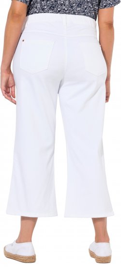 Ulla Popken Wide Leg Twill Mary Fit Culottes White - Kavbojke & Hlače v Velikih Številkah – Plus Size - 