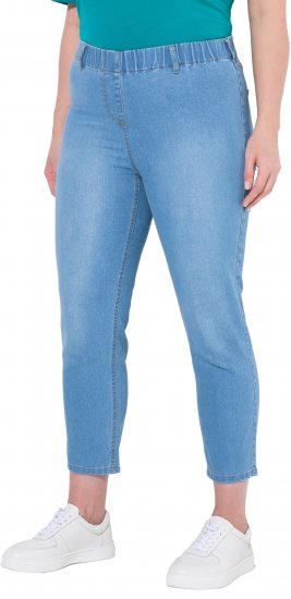 Ulla Popken Cropped Jeggings Light Blue Denim - Kavbojke & Hlače v Velikih Številkah – Plus Size - 