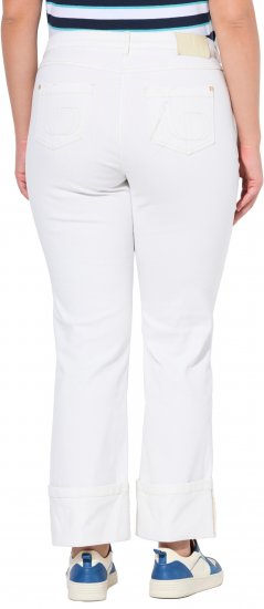 Ulla Popken Mary Wide Leg Turn Up Hem Comfy Waistband Jeans Snow White - Kavbojke & Hlače v Velikih Številkah – Plus Size - 