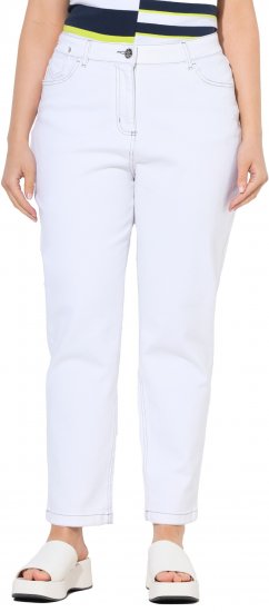 Ulla Popken Used Look 5 Pocket Comfy Waistband Mom Jeans Snow White - Kavbojke & Hlače v Velikih Številkah – Plus Size - 