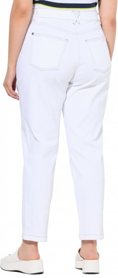 Ulla Popken Used Look 5 Pocket Comfy Waistband Mom Jeans Snow White - Kavbojke & Hlače v Velikih Številkah – Plus Size - 