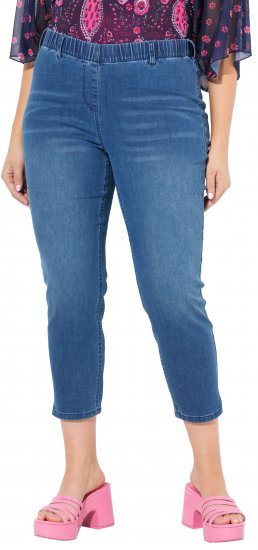 Ulla Popken Cropped Denim Look Stretch Fit Leggings Light Blue Denim - Kavbojke & Hlače v Velikih Številkah – Plus Size - 