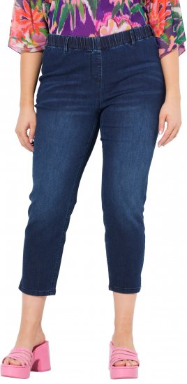 Ulla Popken Cropped Denim Look Stretch Fit Leggings Denim Blue - Kavbojke & Hlače v Velikih Številkah – Plus Size - 